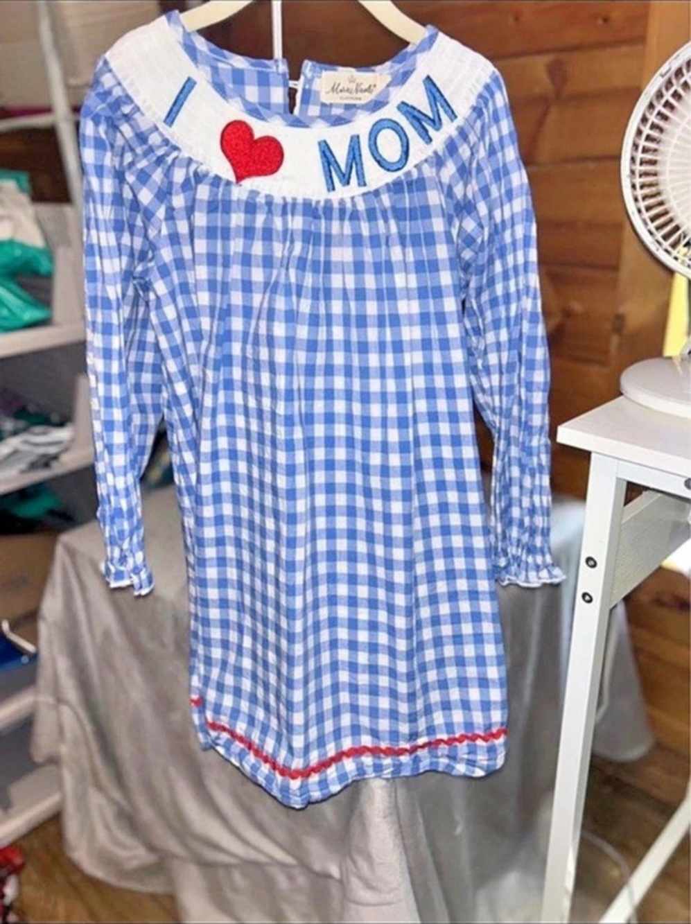 Marie Nicole Girls Gingham Dress in Blue & White Size 6X